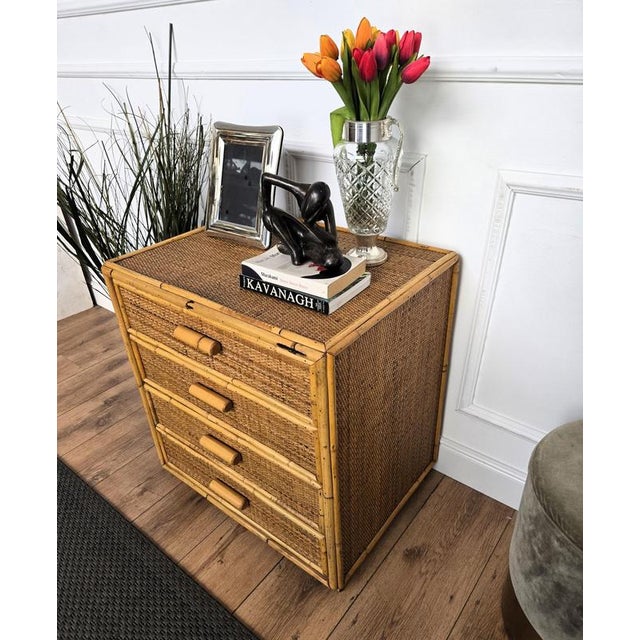 Italian Bamboo and Rattan Chest of Drawers, 1960s For Sale - Image 6 of 9