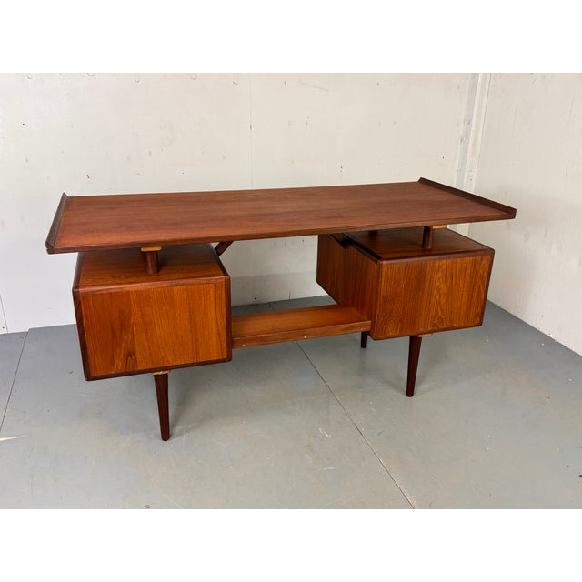 Mid-Century Danish Teak Desk attributed to Louis van Teeffelen for Wébé, 1950s For Sale - Image 4 of 18