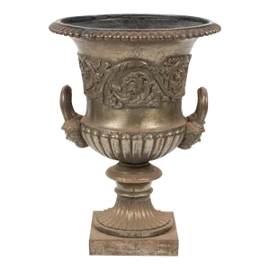 Huge Antique Barbara Lockhart Silvered Metal Campaigns Urn Planter