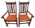 Elevate your interior with this handsome pair of vintage Jacobean Revival armchairs. Expertly crafted from rich, dark oak,...