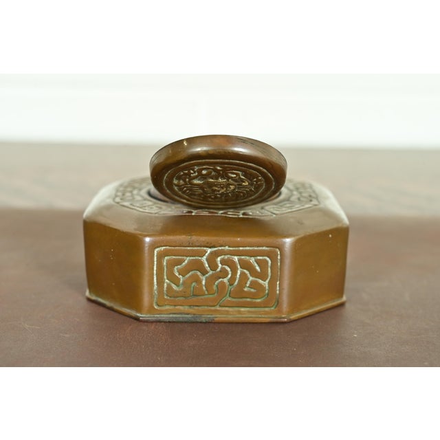 Tiffany Studios New York Zodiac Pattern Bronze Inkwell For Sale - Image 9 of 14