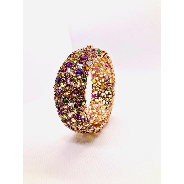 Bochic “Capri” Vintage Amethyst, Aquamarine & Citrine Bangle Set In 18K Gold & Silver For Sale - Image 9 of 9