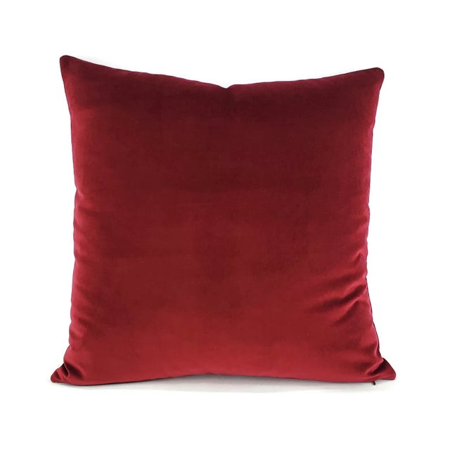 Textile Schumacher Gainsborough Velvet in Burgundy Pillow Cover For Sale - Image 7 of 7