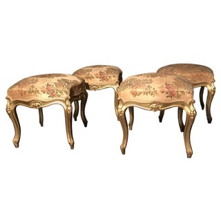 Giltwood Stools, Italy, 19th-Century, Set of 4 For Sale