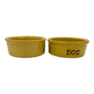 Pair of 1940s Roseville Dog Bowls For Sale