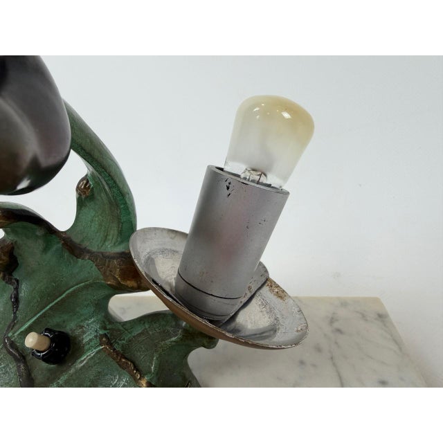 Art Deco French Table Lamp with Swift Figurine, 1930s For Sale - Image 6 of 11