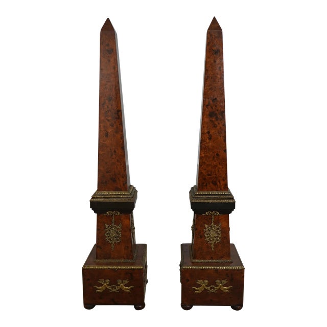 Pair Burl Walnut French Empire Obelisks For Sale