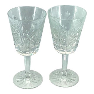 Vintage Waterford Crystal “Clare” White Wine Glasses, Goblets - Pair For Sale