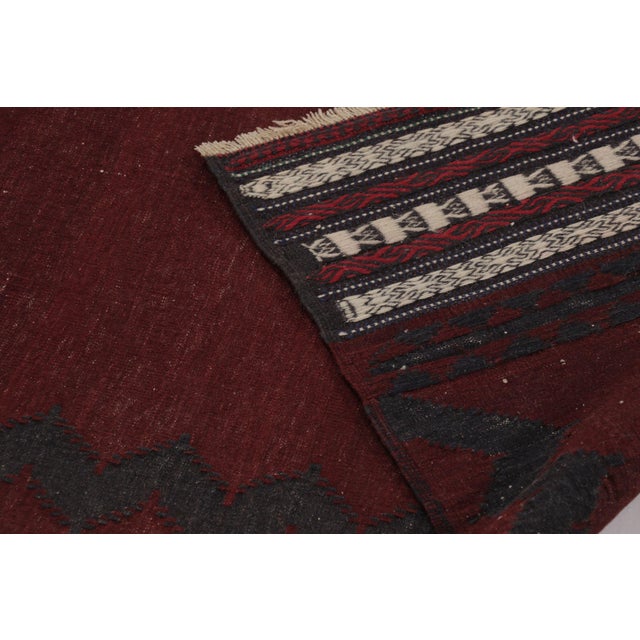 Textile Vintage Persian Kilim Runner, Brick Red With Sawtooth Border - Rug & Kilim For Sale - Image 7 of 9