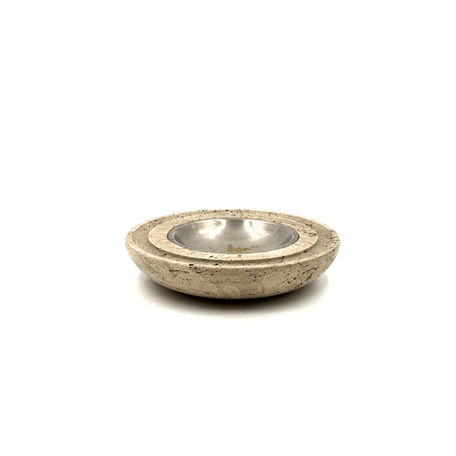 Travertine & Brass Vide Poche from Cerri Nestore, Italy, 1970s For Sale - Image 9 of 9
