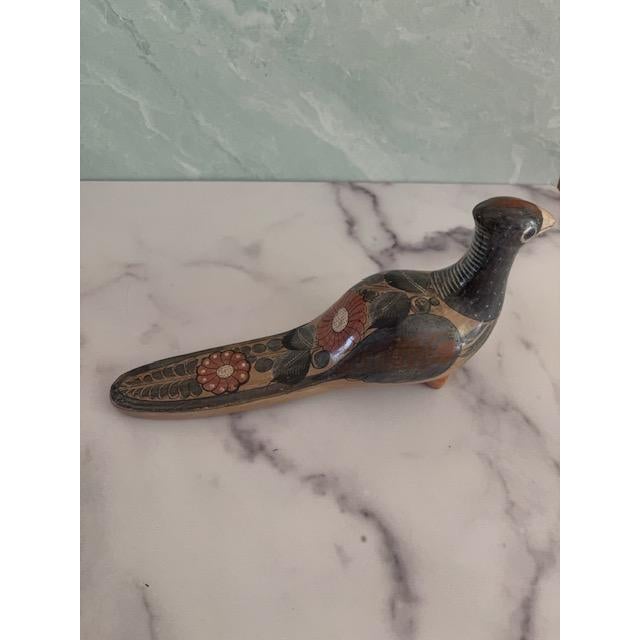 Mexican Mid-Century Mexican Painted Large Ceramic Bird Figurine For Sale - Image 3 of 7