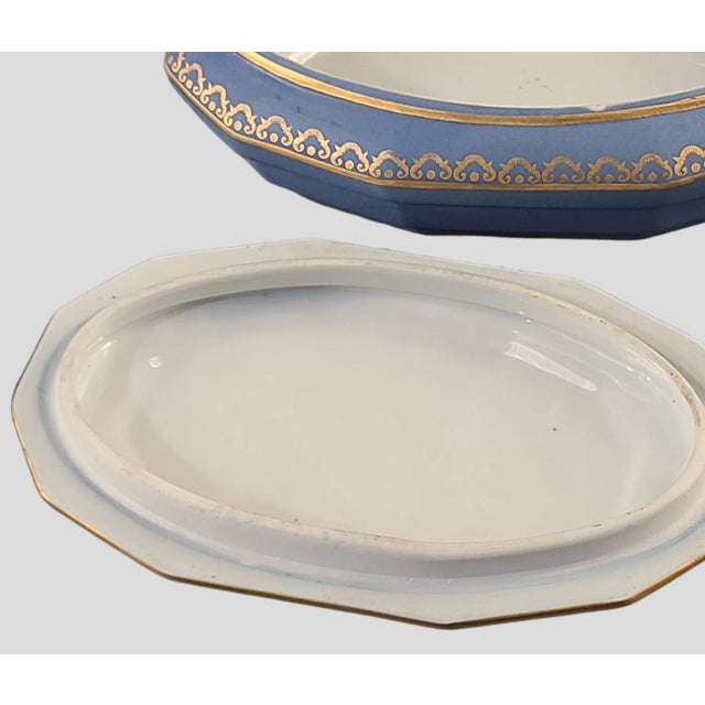 Ceramic Early 20th Century Limoges Jasperware C. Tharand Cherubs Gilded Trinket Covered Box Oval For Sale - Image 7 of 11