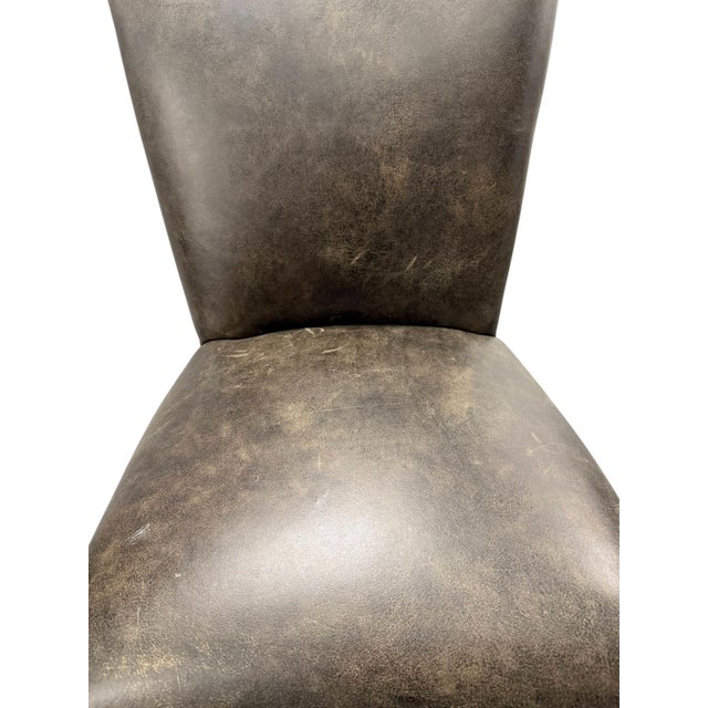 Arhaus Harman Brown Leather Side Chair For Sale In Indianapolis - Image 6 of 7