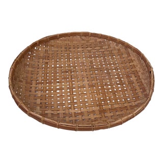 Vintage Hand-Woven Winnowing Basket For Sale