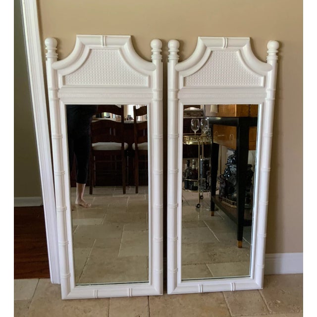 Vintage 60s Twin Faux Bamboo & Cane Mirrors- a Pair For Sale - Image 10 of 10