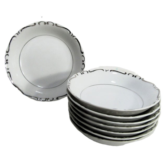 White Vintage Ucagco Dessert Berry Bowls Set of 8 Embassy Platinum For Sale - Image 8 of 9