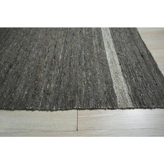 8x10 Gray Handwoven Wool Subtle Linear Banding Geometric Modern Carpet Rug For Sale - Image 4 of 10