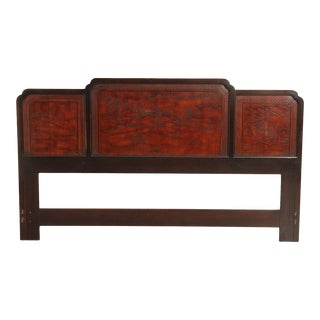 Drexel Heritage Connoisseur Asian Carved King Size Headboard For Sale