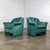 Hollywood Regency 1980’s Art Deco Revival Hollywood Regency Channeled Fan Back Club Chairs W/Teal Chenille Fabric by Perfection Furniture, a Pair For Sale - Image 3 of 18