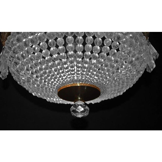 Art Deco French Crystal Beaded Basket Chandelier with Brass, 1930s For Sale - Image 4 of 7
