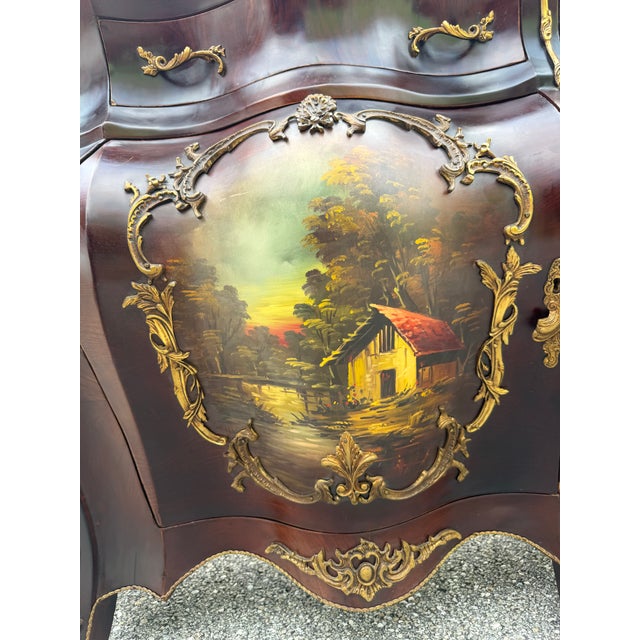 François Linke Antique Hand-Painted French Bombe Buffet For Sale - Image 4 of 18