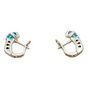 Earrings in 19.2k White Gold with Diamonds and Aquamarines, Set of 2 For Sale