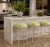 Metal Summer Ivory & Lime Iron Scroll Upholstered Counter Stools (Set of 3) For Sale - Image 7 of 11