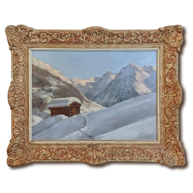 Clément Castelli, Snowy Landscape, 1890s, Oil Painting on Canvas, Framed For Sale - Image 15 of 15