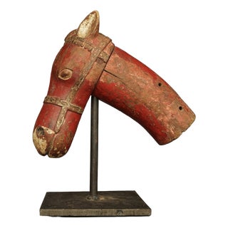 19th Century Polychrome Indian Horse Head For Sale