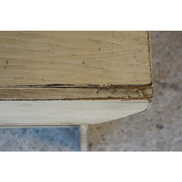 Late 20th Century 20th Century Rustic Primitive Outdoor Pine Farmhouse Patio Bench Stool Seat 33" For Sale - Image 5 of 14