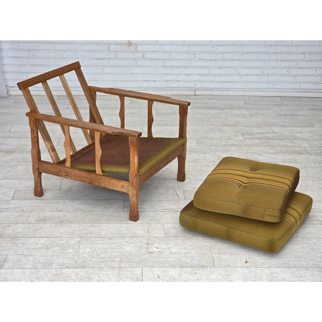 Vintage Danish Lounge Chair in Furniture Wool and Oak, 1970s For Sale - Image 4 of 18