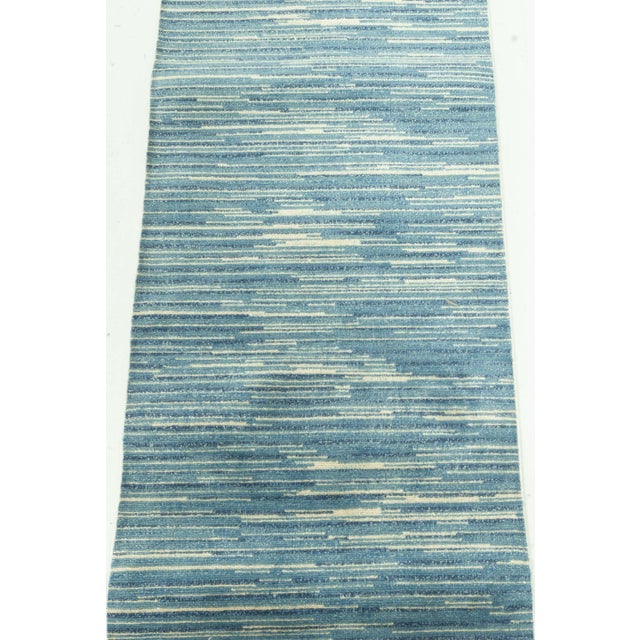 Modern Swedish Design Blue Wool Runner by Doris Leslie Blau For Sale In New York - Image 6 of 7