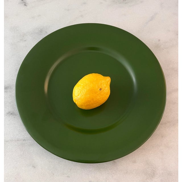 Gien Set of 5 Gien France Green Charger Plates For Sale - Image 4 of 10