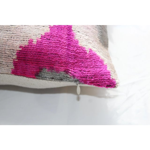 Contemporary Boho Chic Silk Velvet Ikat Pillow Cover Bohemian Pillow Cover For Sale In Washington DC - Image 6 of 9