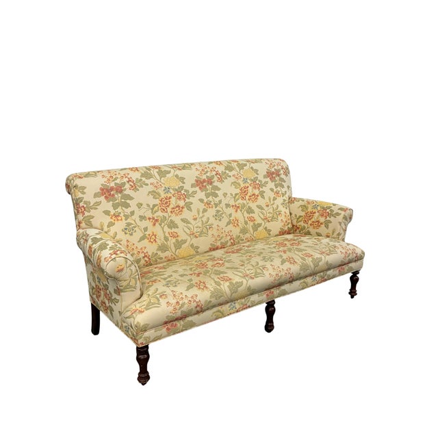 English Late 20th Century Baker Furniture Milling Road English Traditional Floral Roll Arm Sofa For Sale - Image 3 of 12