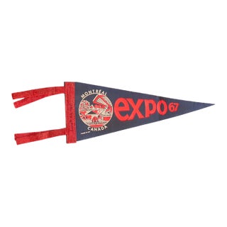 Vintage Expo 67 Montreal Canada Felt Flag Pennant For Sale