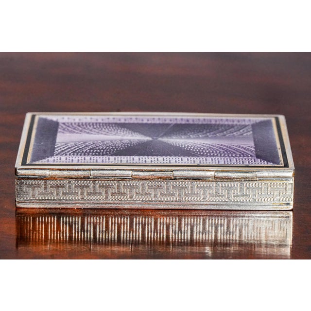 Exquisite Purple Guilloché Antique Enamel Continental Silver Trinket Snuff Box For Sale - Image 16 of 18