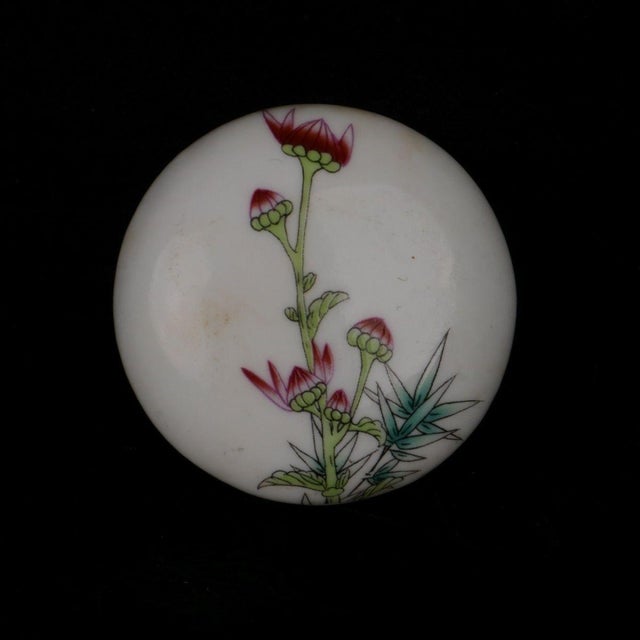 Rose Small Chinese Famille Rose Chrysanthemum Porcelain Tea Caddy, Chinoiserie Lidded Ginger Jar For Sale - Image 8 of 9