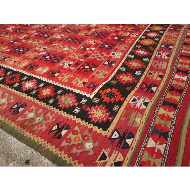 Ivory Galerie Shabab Collection Early 20th Century Handmade Turkish Flatweave Kilim Large Carpet For Sale - Image 8 of 10