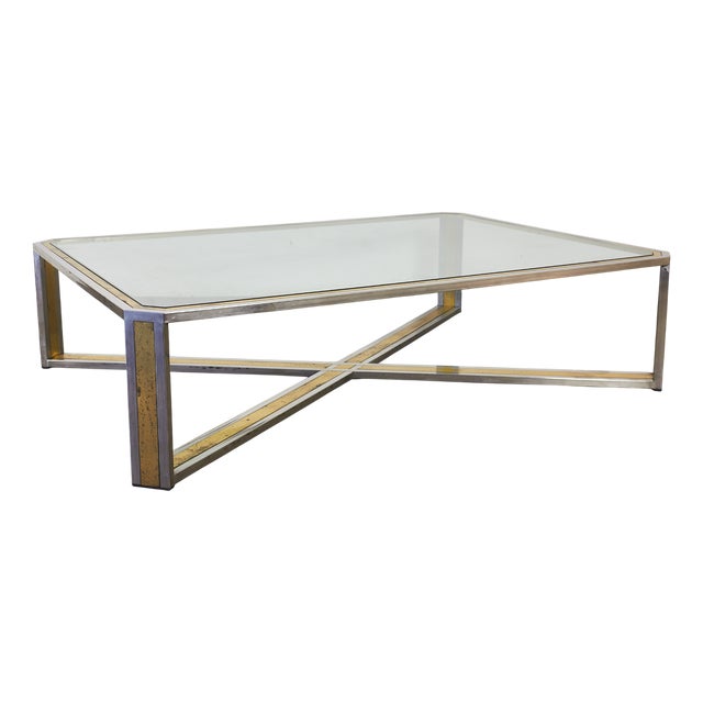 Low Brass Table, 1970s For Sale