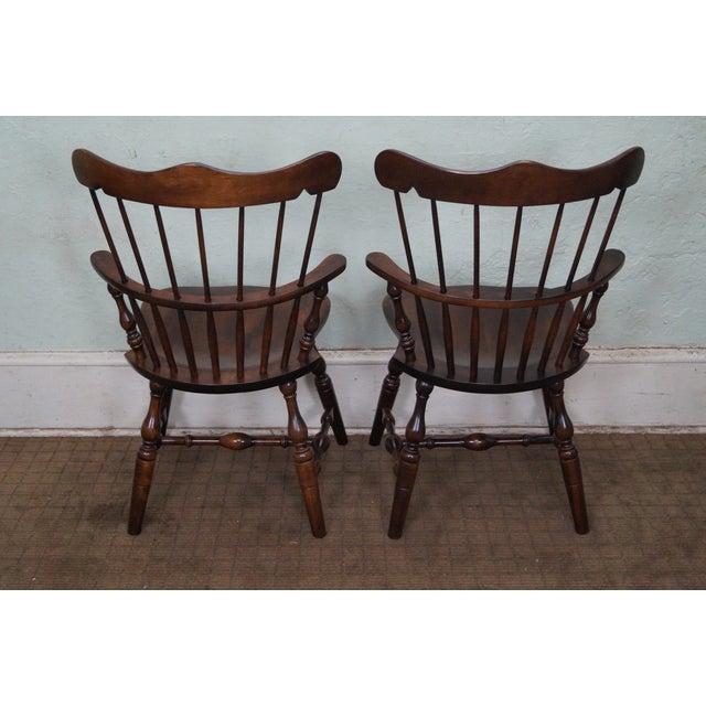 Brown S. Bent Bros Solid Maple Windsor Chairs - a Pair For Sale - Image 8 of 13