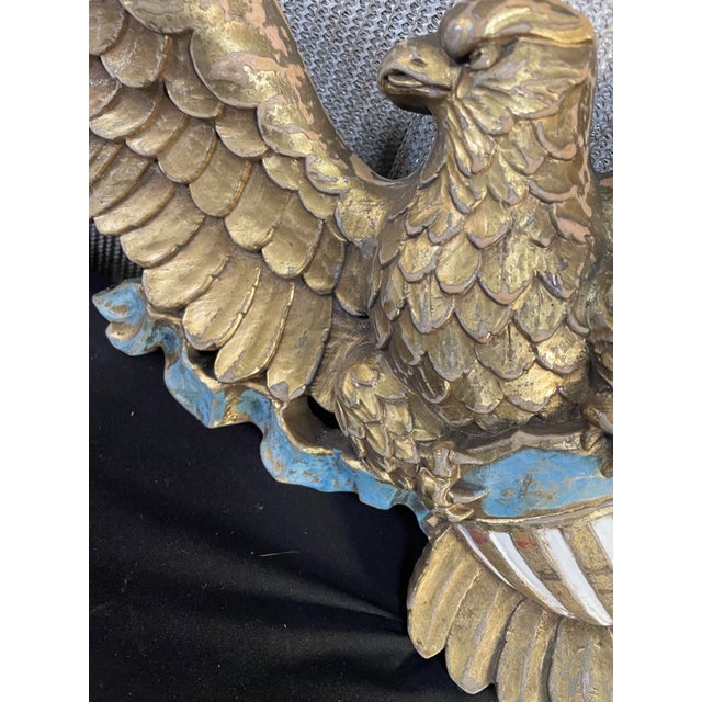 Vintage French Country Syroco Patriotic American Eagle Gold Wall Picture Plaque For Sale - Image 10 of 13