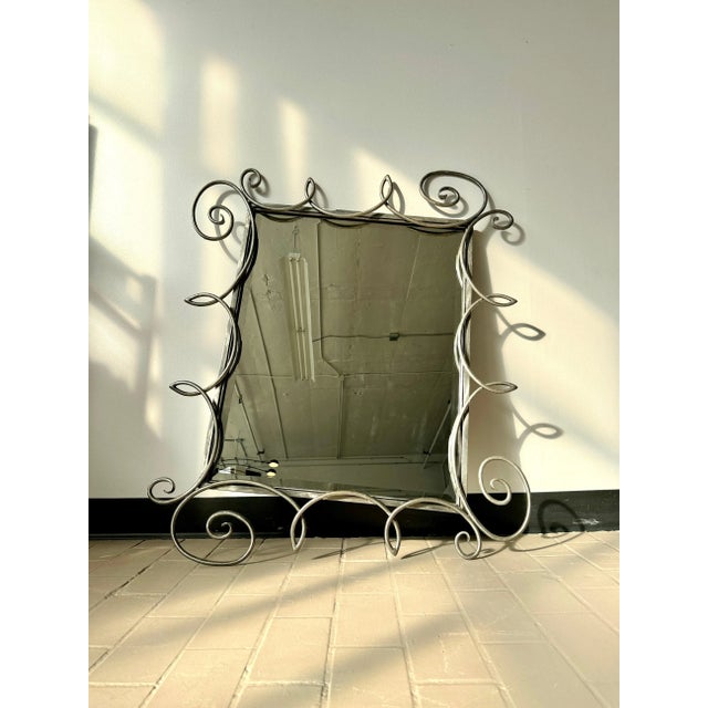 Vintage Postmodern Wrought Iron Beveled Swirl Mirror For Sale - Image 12 of 12