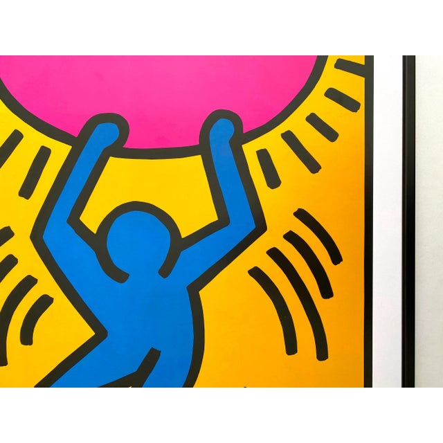 Keith Haring Estate Vintage 1989 Lithograph Print Framed Pop Art Poster " International Youth Year " 1985 For Sale - Image 9 of 13