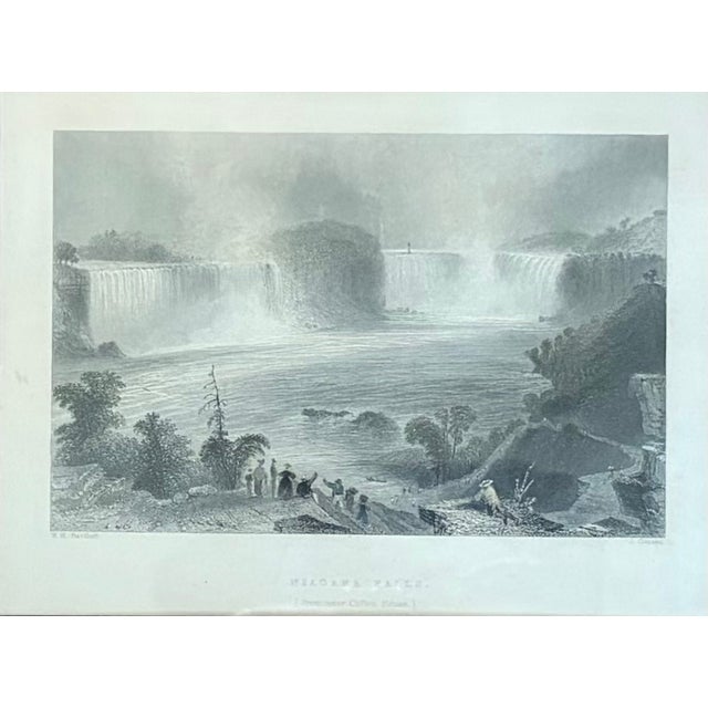 American 1840 Steel Engraving Titled Niagara Falls Near Clifton House in a Fab Gilt and Black Glass Frame For Sale - Image 3 of 8