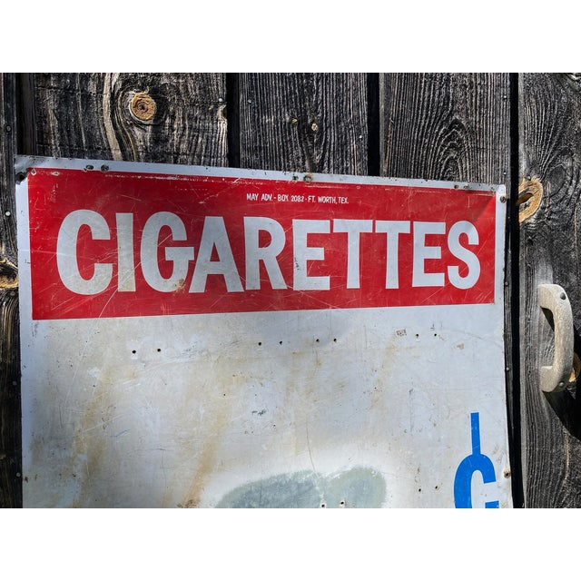 Metal Large Metal Tobacco Sign -- Large Metal Sign -- Cigarette Metal Sign - Large Cigarette Metal Sign - Vintage Advertisement - Texas Metal Sign For Sale - Image 7 of 11