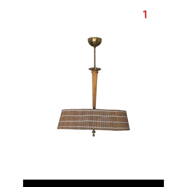 Pendant Lights attributed to Paavo Tynell with Hand-Painted Glass Diffusers attributed to Kyllikki Salmenhaara for Taito Oy, Finland, 1940s, Set of 2 For Sale - Image 12 of 18