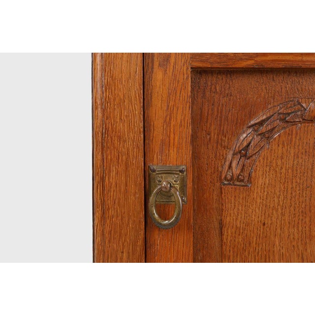 Brown Art Deco Nightstand in Oak with Carrara Marble Top, France, 1930s For Sale - Image 8 of 11