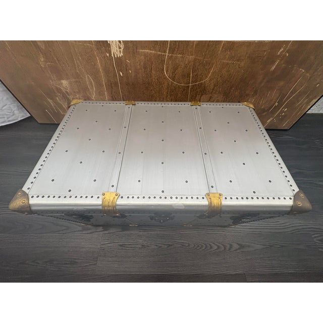 Metal Rh Restoration Hardware Vintage Porter's Trunk For Sale - Image 7 of 18