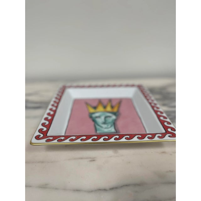 Textile Richard Ginori Square Vide Poche in Pink- Luke Edward Hall For Sale - Image 7 of 10